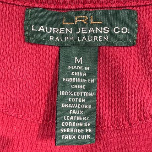 Ralph Lauren Top Womens Medium Red Paisley 3/4 Sleeve Ruffle Lace Up Southwest - Picture 14 of 15